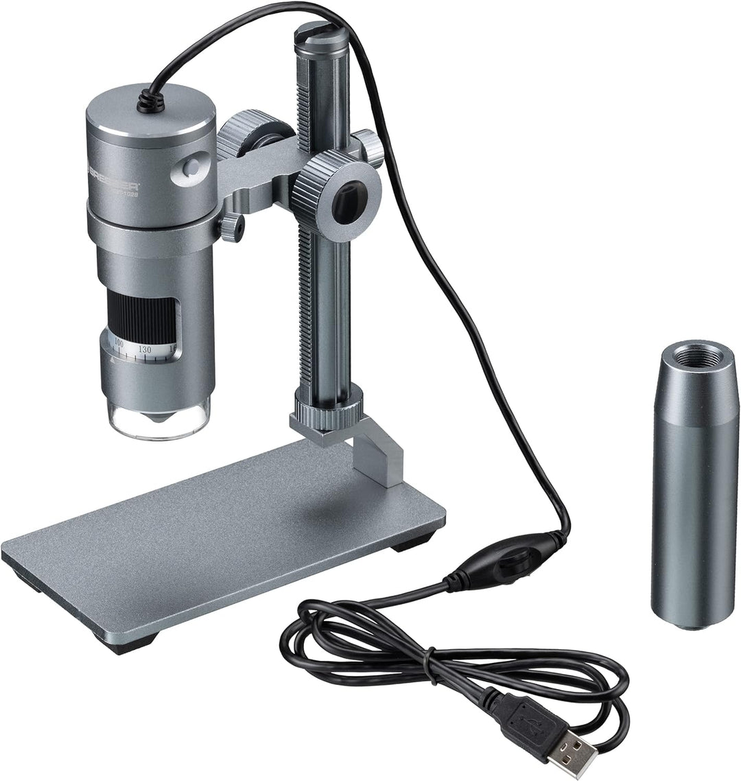 Bresser Digitales Mikroskop mit LED Ringlicht, Auflichtmikroskop DST-1028 mit USB Anschluss für PCS,