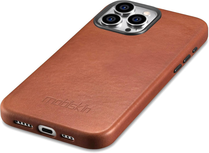 Hülle für iPhone 15 PRO MAX (6,7"), Cover mit Leder, Braun Vint. | Handyhülle kompatibel mit MagSafe