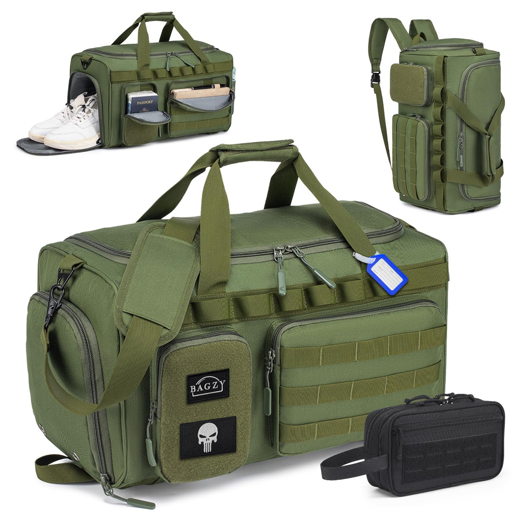 BAGZY Taktischer Reisetasche Sporttasche Herren mit Schuhfach Gym Tasche Rucksack 40L Trainingstasch