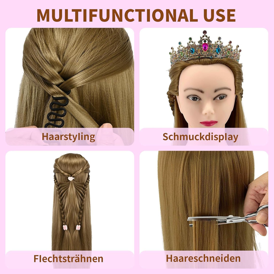 28" Frisierkopf Mit Synthetikfaser-Haar Trainingsköpfe Für Friseure Für Flecht Schneide Styling Übun