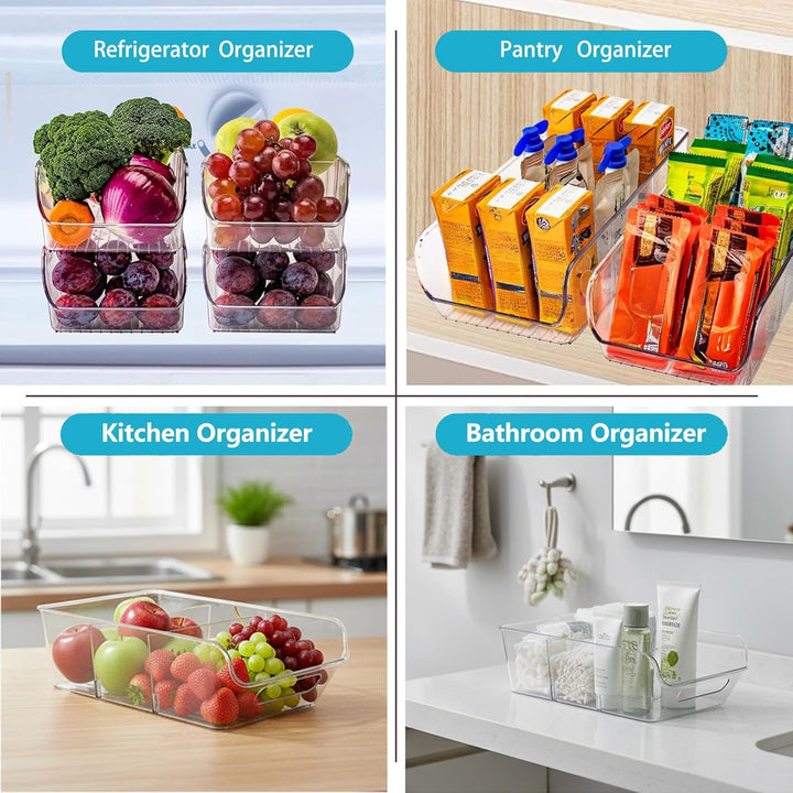 4er Kühlschrank Organizer set, Küchen Organizer mit 3 Fächern und Griffen,Schubladen organizer Küche