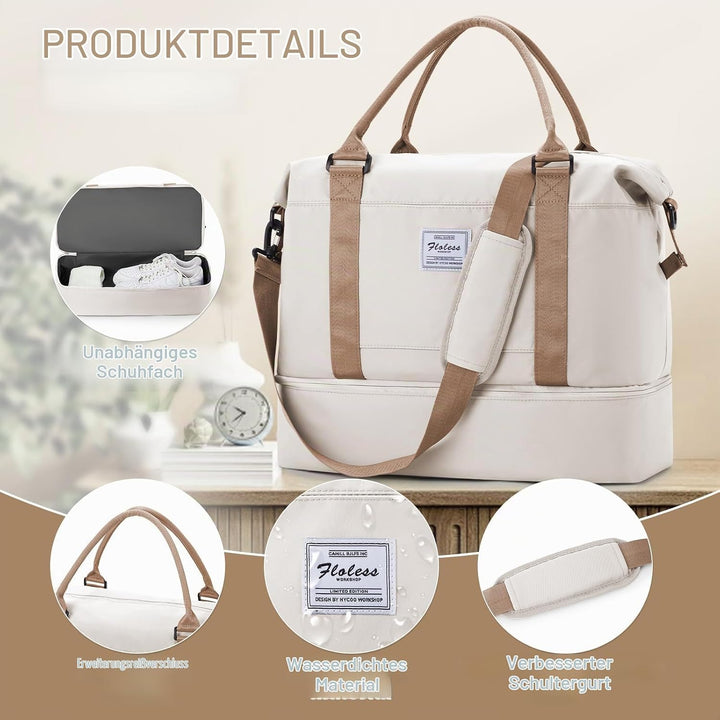 WEPLAN Reisetasche Damen Handgepäck Tasche Easyjet 45x36x20 für Flugzeug Tasche Weekender Damen Trav