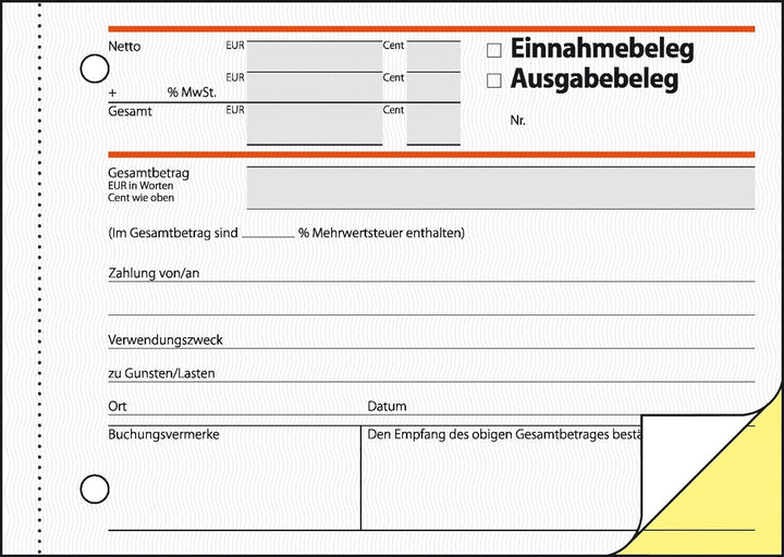 SIGEL SD026/10 Ausgabe- / Einnahmebelege A6 quer, 2x40 Blatt, selbstdurchschreibend, 10er Pack 10 St