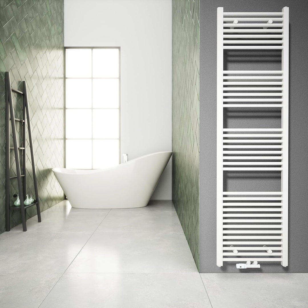 Aquabad Badheizkörper Virgo | Grösse: 50 x 180 cm | Heizleistung 608 Watt | Farbe: Weiss | Mittelans