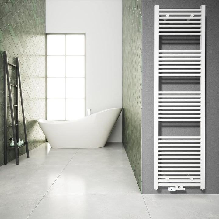 Aquabad Badheizkörper Virgo | Grösse: 50 x 180 cm | Heizleistung 608 Watt | Farbe: Weiss | Mittelans