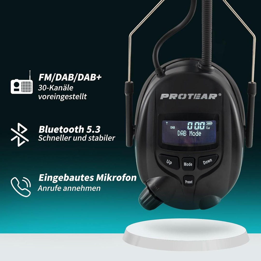 （Aktualisierte Version） Gehörschutz mit DAB + / FM-Radio und Bluetooth 5.0, Rauschunterdrückungs-Hea