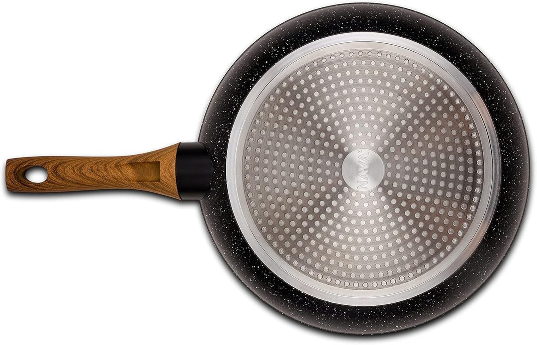 NAVA Bratpfanne aus Aluminium | Ø 26 cm | Mit Antihaftbeschichtung aus Stein zum Kochen ausgewogener