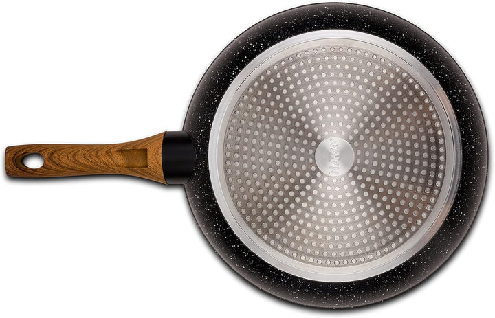 NAVA Bratpfanne aus Aluminium | Ø 26 cm | Mit Antihaftbeschichtung aus Stein zum Kochen ausgewogener