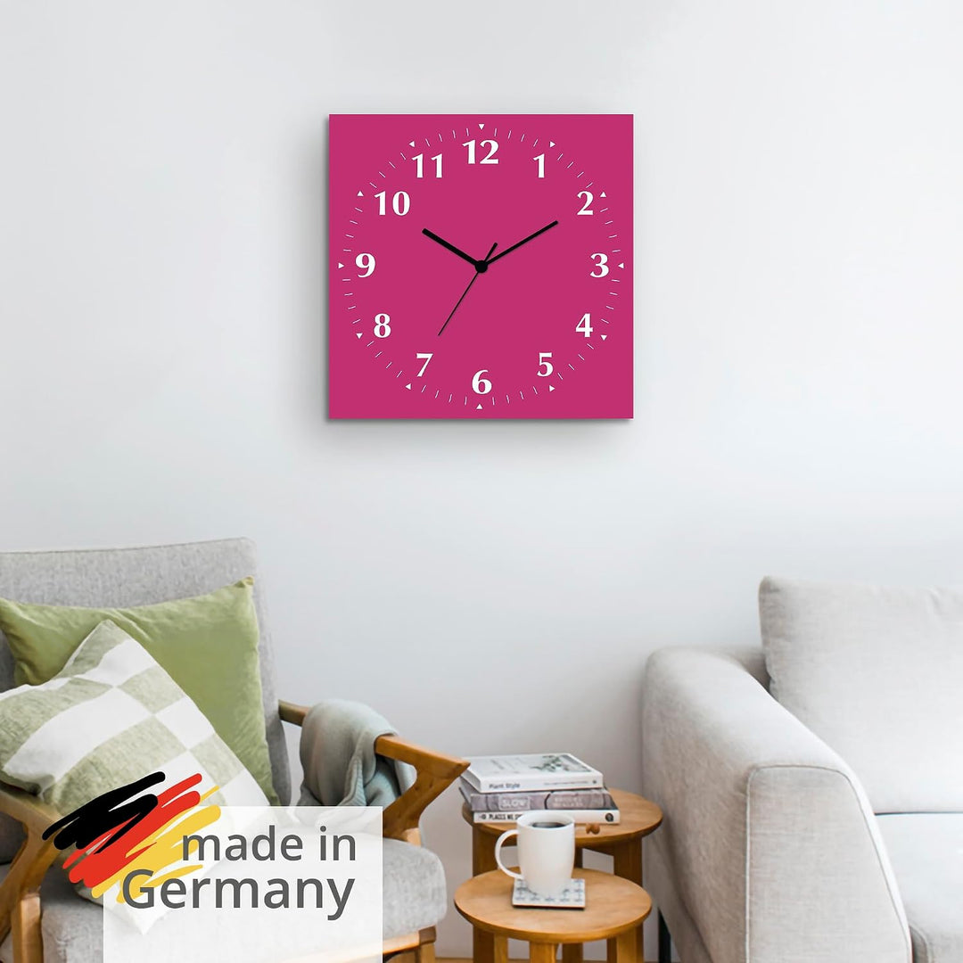 ARTLAND Wanddeko Wanduhr ohne Tickgeräusche Alu Quarzuhr 30x30 cm Quadratisch Lautlos 12 Ziffern Far