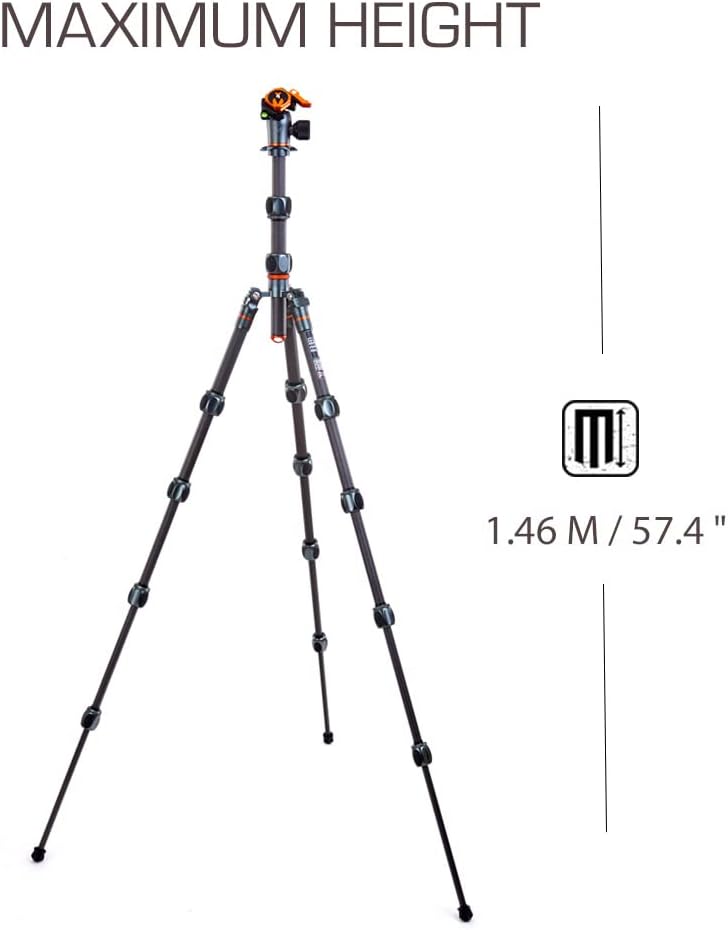3 Legged Thing Pro Range 2.0 Leo 2.0 Reisestativsystem aus Carbon – Verstellbares Kamerastativ mit 3
