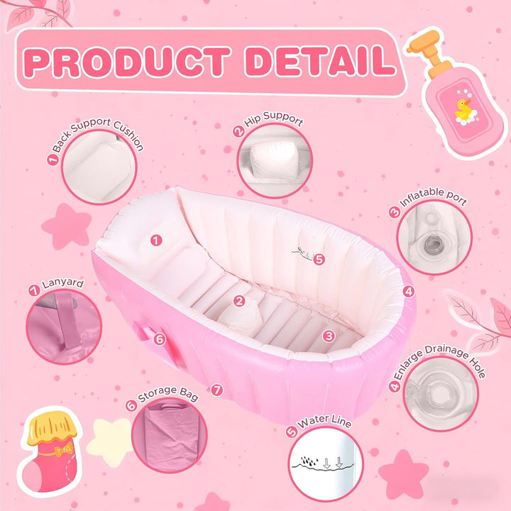 Aufblasbare Baby Badewanne, Säuglings Kinder Badewanne mit Luftpumpe, Reise Tragbare Badewanne für D