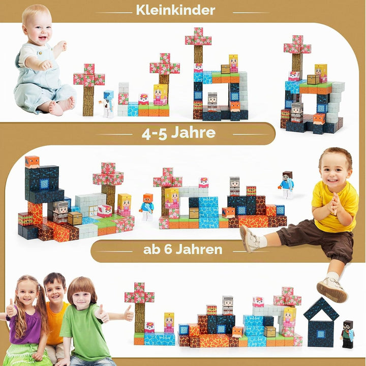 Magnetische Bausteine Kinder,Magnetbausteine Spielzeug,Magnetische Blöcke Spiel Set,Kleinkindspielze
