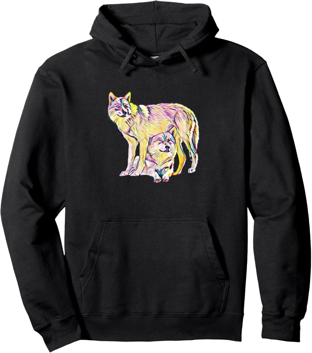 Wolf Vollmond Motiv Wölfe Lupus Rudel Mond Tiere Raubtier Pullover Hoodie