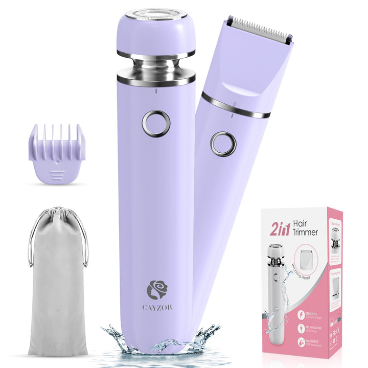 Cayzor Intimrasierer für Frauen - 2 in 1 Nass/Trocken Wasserdicht Rasierer Damen Intimbereich Kabell