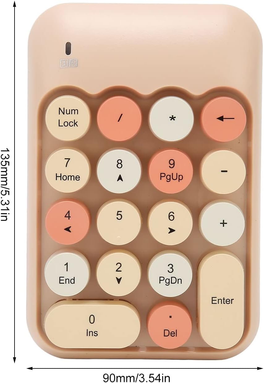 2,4 GHz Ziffernblock, 18 Tasten Ziffernblock mit USB-Empfänger, Vintage-Farbtastatur, Runde Tastenka
