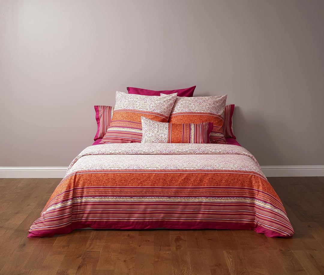Bassetti Mako-Satin Bettwäsche-Garnitur Arona Farbe Rot R1 Grösse 135x200cm+80x80 135x200 Rot, 135x2