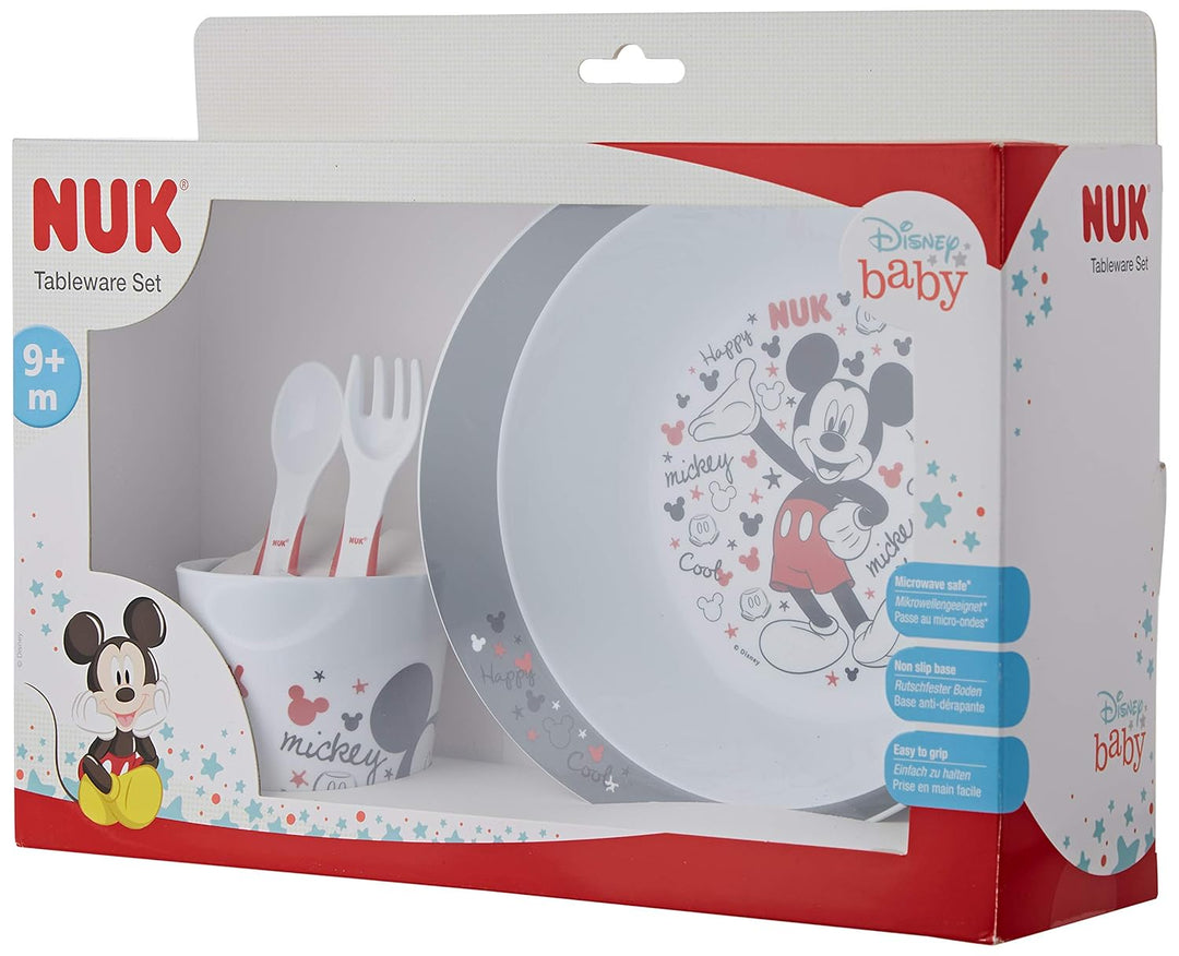 NUK Disney Mickey Maus Esslernset | Geschenkbox | BPA frei | ab 6 Monate Grau, Grau