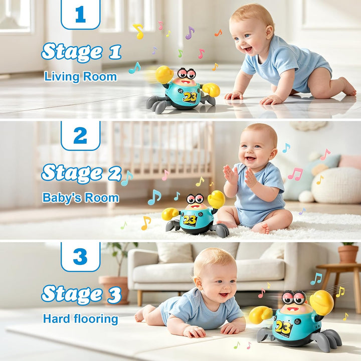 KETIEE Krabbe Baby Spielzeug 6-12 Monate, Interaktives Krabbelspielzeug, Automatisch Hindernissen Au
