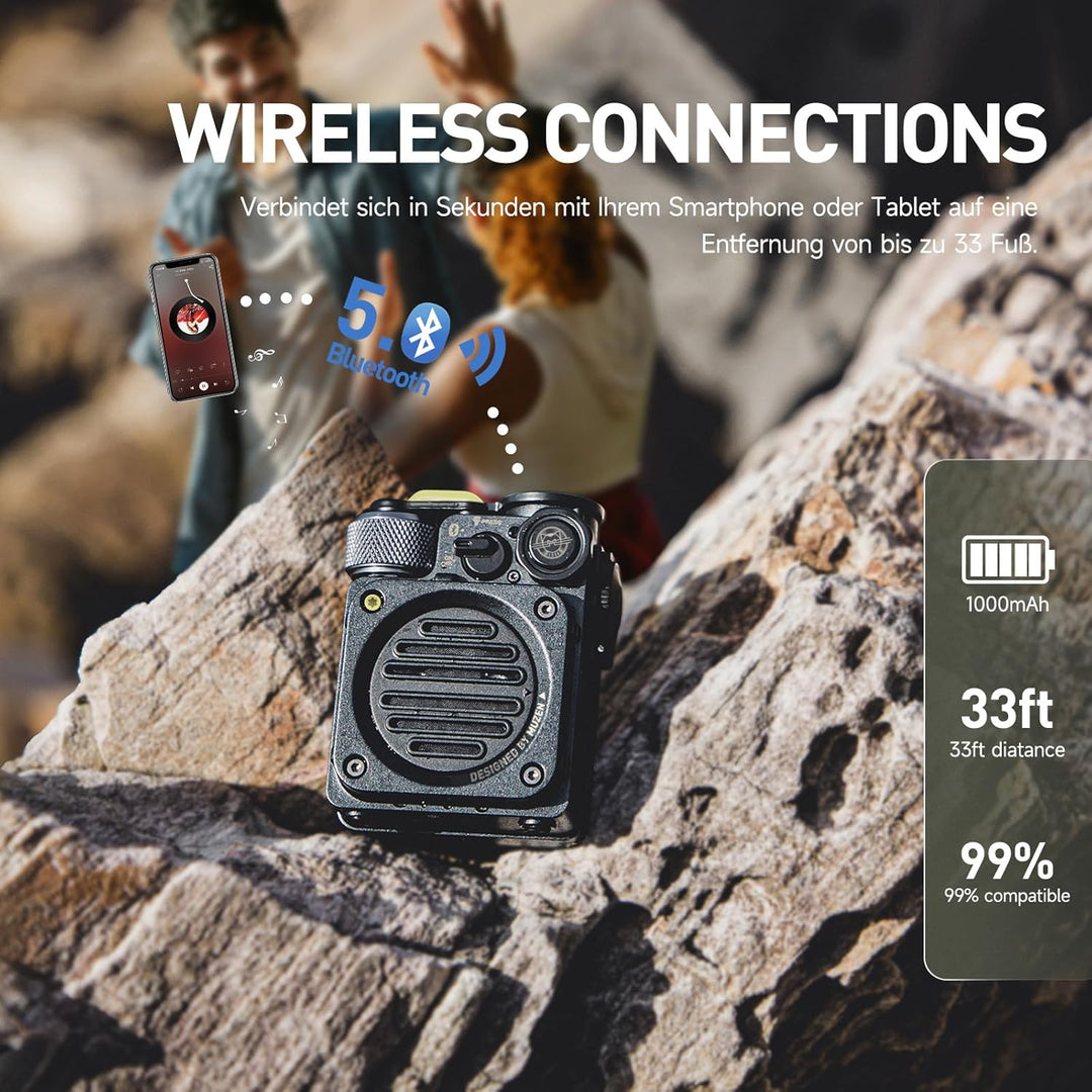 Muzen Wild Mini Bluetooth Lautsprecher Klein, Tragbare Speaker Fahrrad Lautsprecher mit Licht Robust