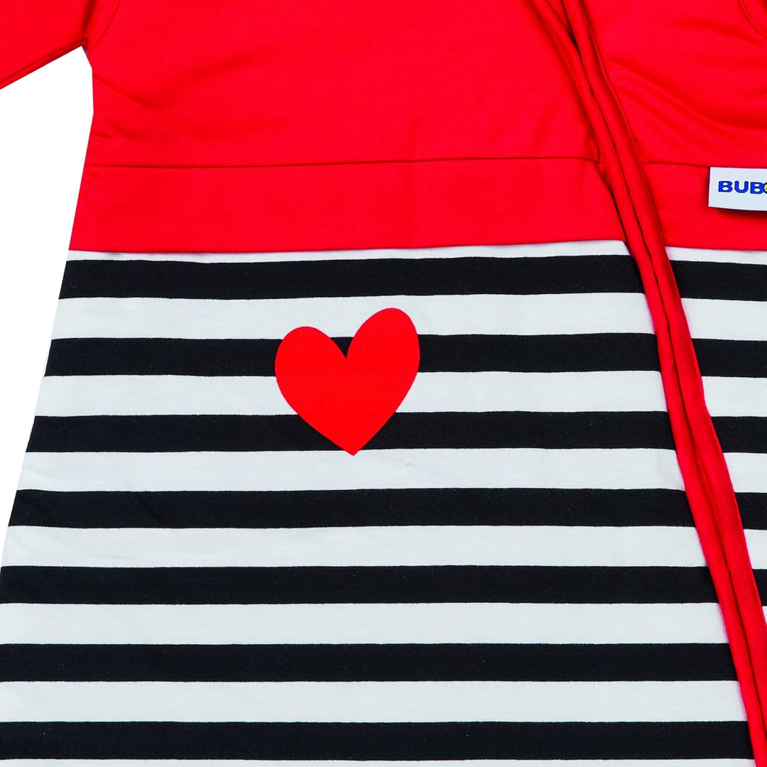 Gesslein 770110 Babyschlafsack Bubou, rote Pünktchen, schwarz-weiss gestreift, Grösse 50