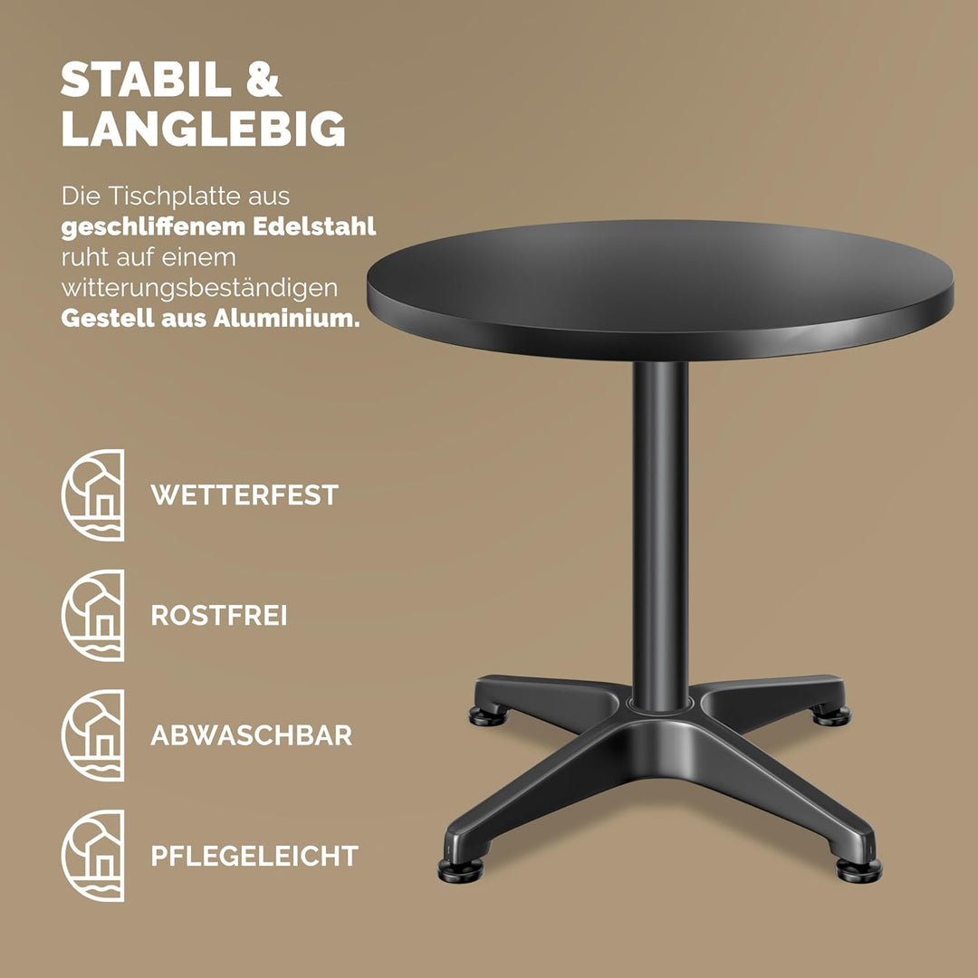 Casaria® 2in1 Stehtisch Höhenverstellbar 2er Set 70/115 cm Aluminium Ø 60 cm Rund Wetterfest Outdoor