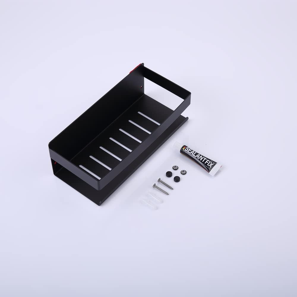 Duschablage Ohne Bohren Mattschwarz, Duschregal Wandmontage Badregal Duschkorb Edelstahl SUS304 Bade