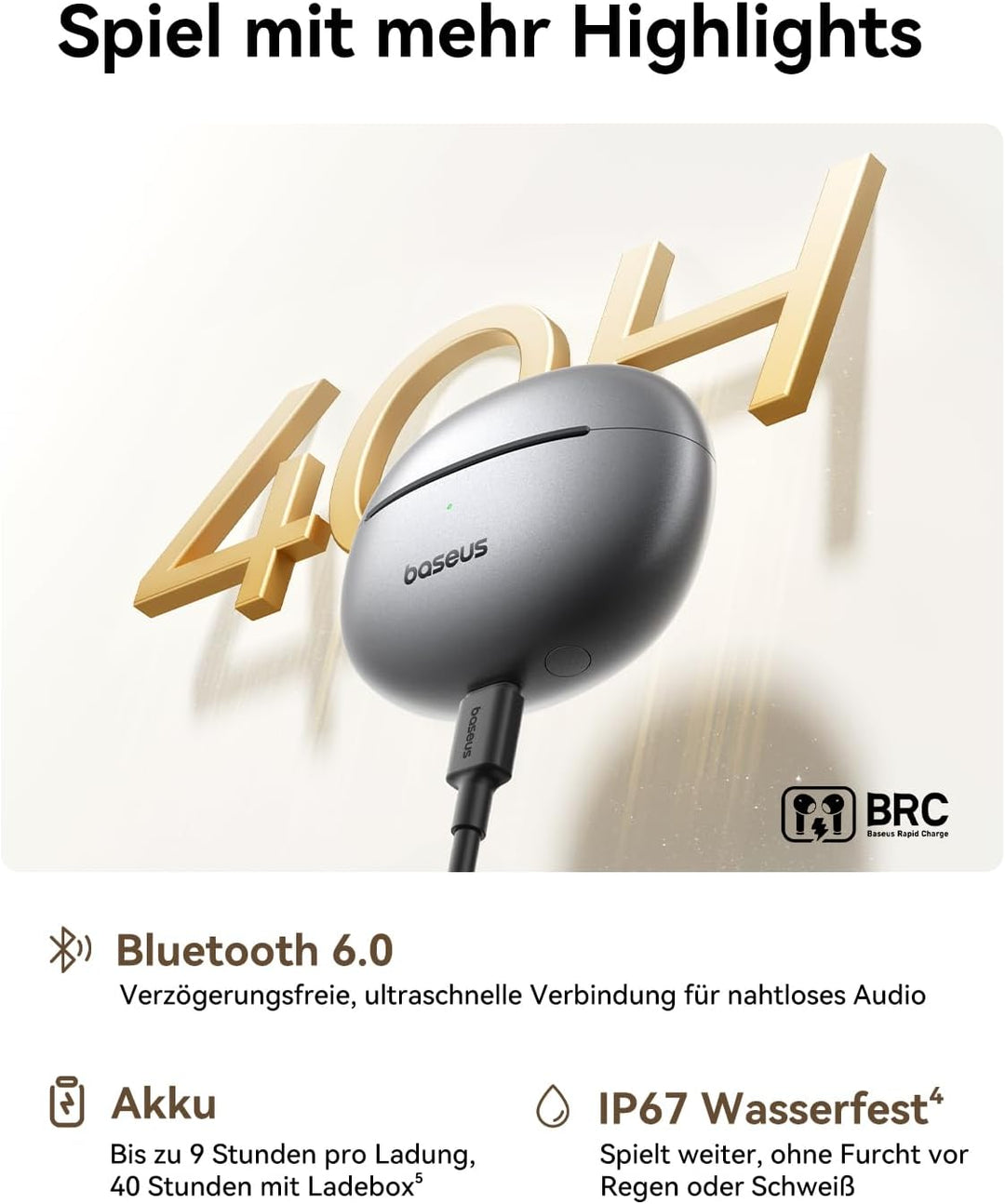 Baseus MC1 Pro Open Ear Kopfhörer, Ohrclip mit Beeindruckender Klang, Adaptiver Bassverstärkung, Blu