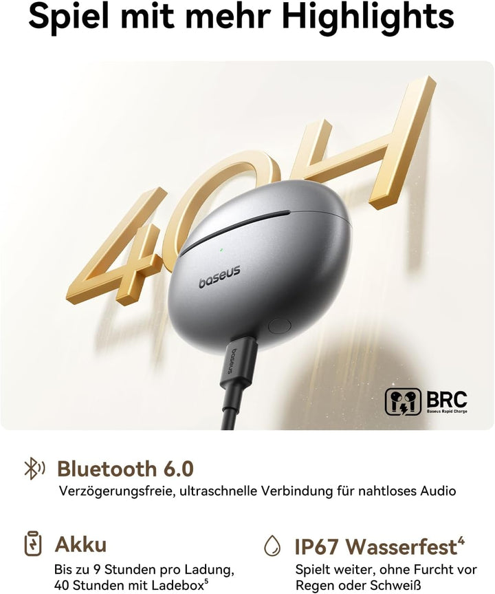 Baseus MC1 Pro Open Ear Kopfhörer, Ohrclip mit Beeindruckender Klang, Adaptiver Bassverstärkung, Blu
