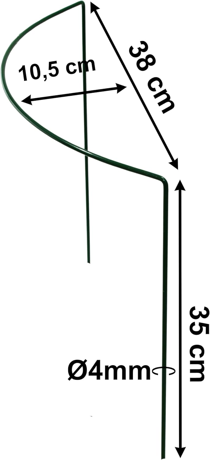 10 STÜCK Pflanzenstütze Buschstütze - Staudenstütze halbrund - Ø 38 cm - 35 cm aus 4mm kunststoffumm
