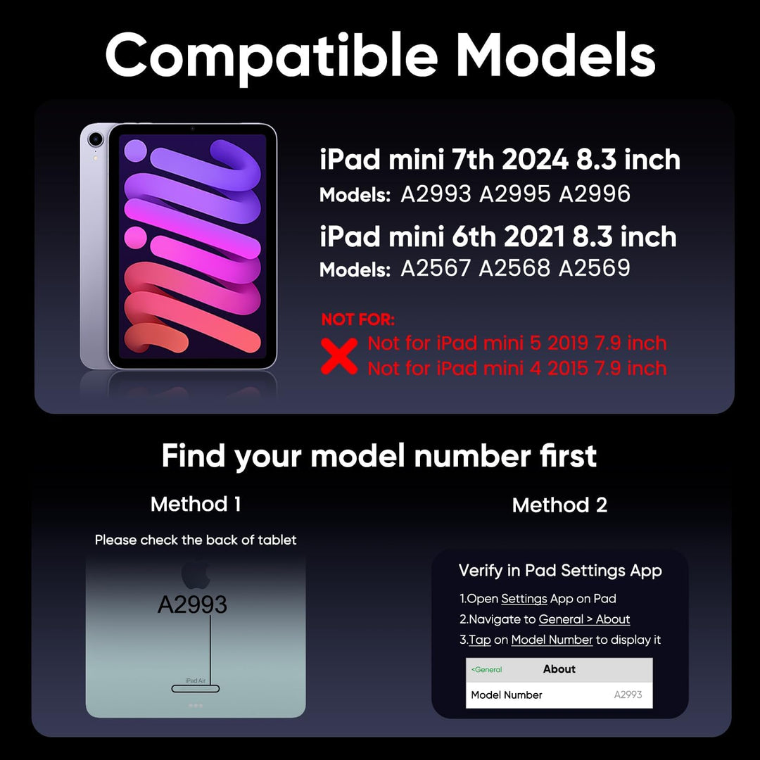 doqo iPad mini 7 A17 Pro &amp; Mini 6 Tastatur Hülle mit Trackpad,360° drehbar | Laptop-ähnliches Tippge