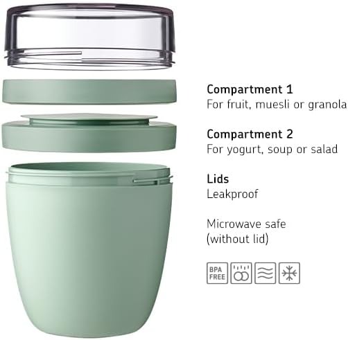 Mepal Müslibecher to go - praktischer Joghurtbecher - Unterteilung für Joghurt &amp; Müsli - Geeignet fü