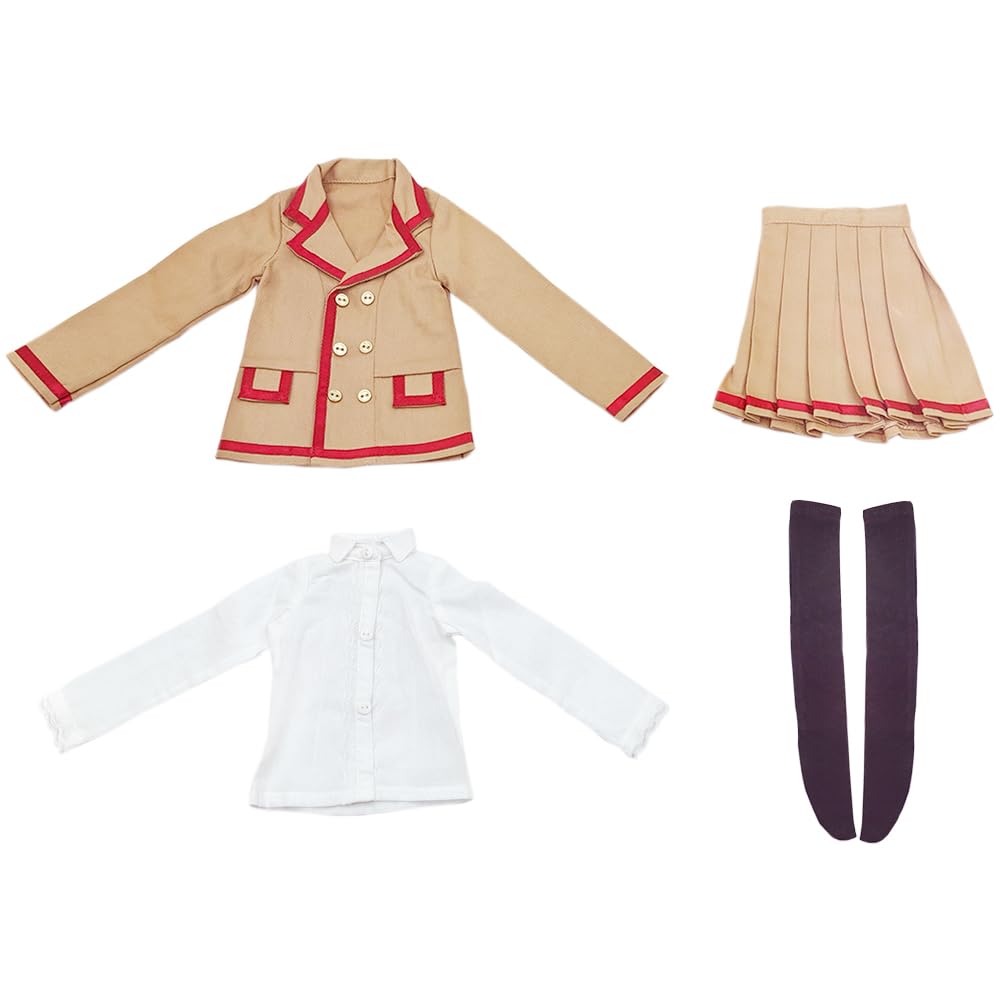 niannyyhouse 1/3 1/4 BJD Puppen Kleidung Khaki Mantel Weiss Hemd Faltenrock Socken Schuluniform Outf