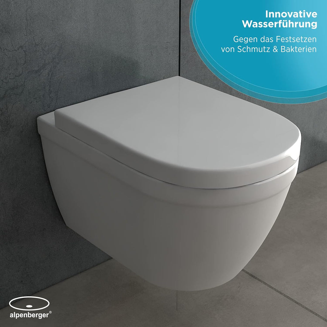 Alpenberger Dusch WC | Toilette mit Intimdusche | Wand WC mit Bidet Funktion | Hänge WC Spülrandlos