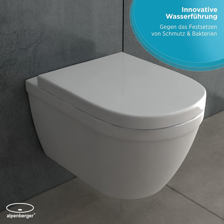 Alpenberger Dusch WC | Toilette mit Intimdusche | Wand WC mit Bidet Funktion | Hänge WC Spülrandlos