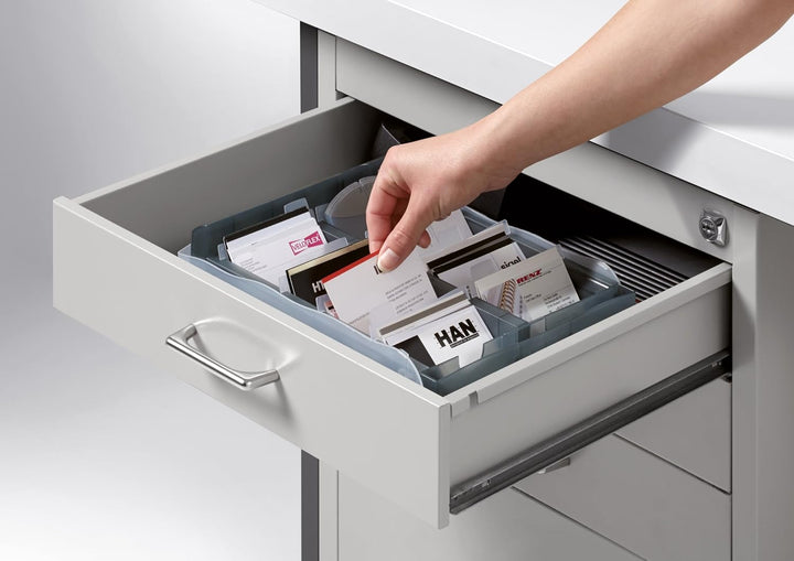 HAN Visitenkartenbox VIP XXL für 2200 DIN A8 Visitenkarten, Sortierbox für Visitenkarten inkl. prakt