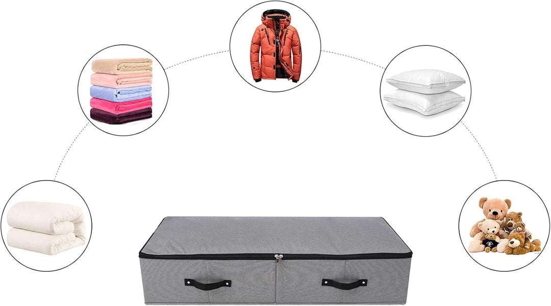 Faltbare stabile Unterbett-Aufbewahrungsbox mit Griff, Reissverschlussdeckel, Decken Kleidung Bettde