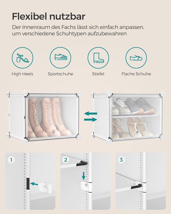 SONGMICS Schuhregal, Schuhschrank, für Garderobe und Eingangsbereich, anpassbar, 4 Fächer, für bis z