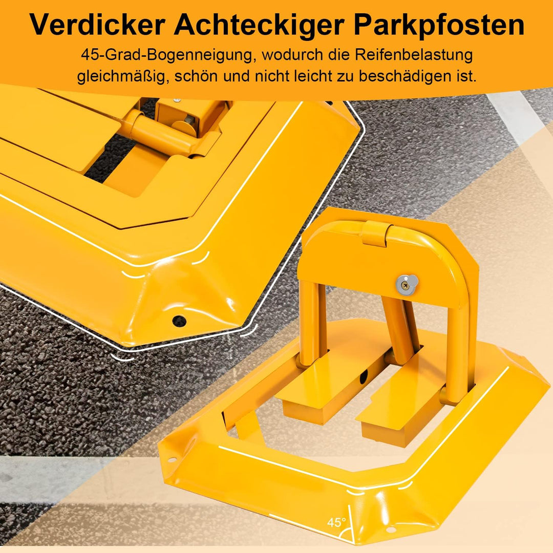 Ikodm 2X Klappbar Parkpfosten, Absperrpfosten mit 6 Schlüssel, Parkplatzsperre mit 8 Dehnschrauben,
