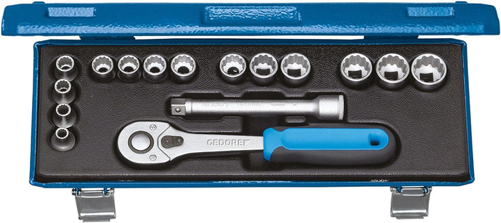 Steckschlüsselsatz D 30 JMU-10 16-tlg.3/8 Zoll SW 6-19mm Z.32 12KT GEDORE 16 UD 6-19 mm D, 16 UD 6-1