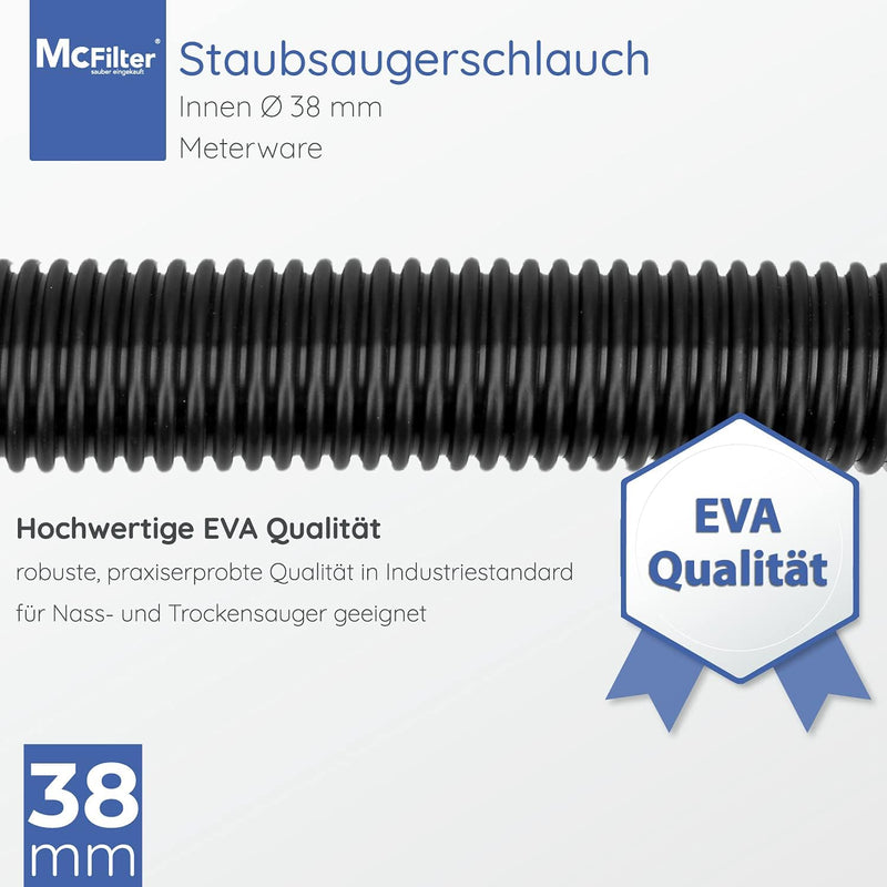 McFilter Staubsaugerschlauch Meterware 32/35/36/38mm Innen Ø Schlauch für Staubsauger Industriesauge