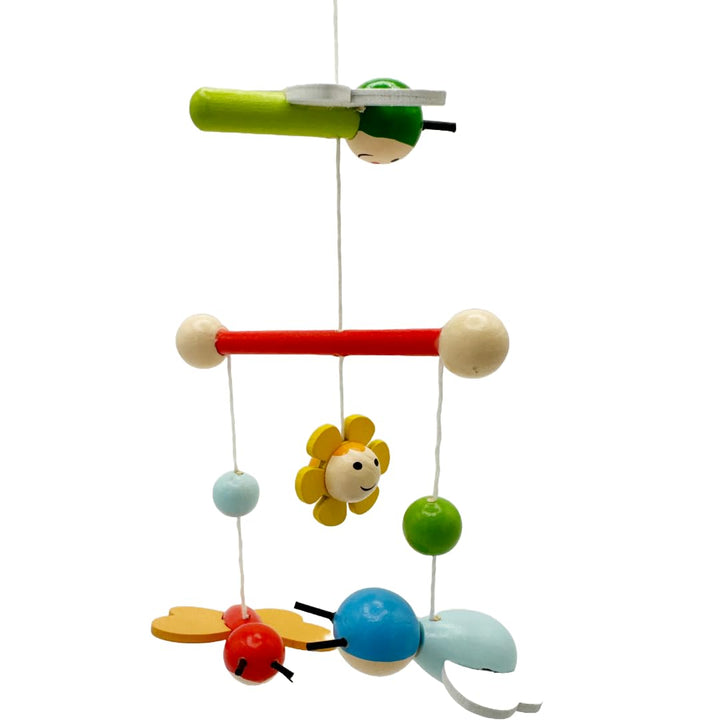 goki 52924 Mobile 3-D Frühlingswiese aus Holz, Blumen und Bienen, Tiere, zugucken und staunen, 24x45