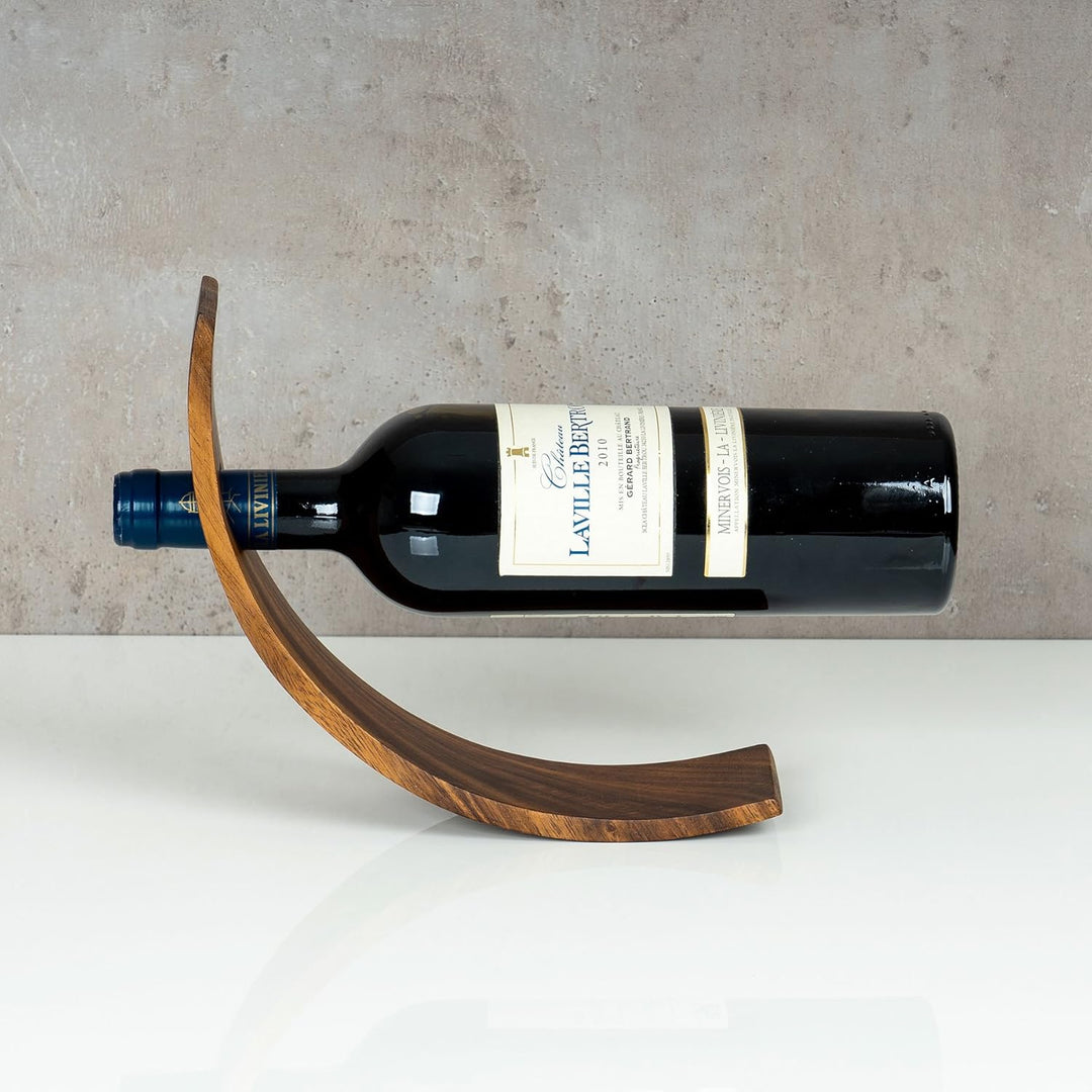 levandeo Weinflaschenhalter Holz Akazie B x T: 28 x 7,5cm Flaschenhalter Weinhalter Geschenkidee Nat
