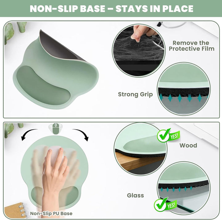 3-in-1 Mauspad und Handballenauflage Set, Ergonomisches Mauspad mit Handauflage, Memory-Schaum, ruts