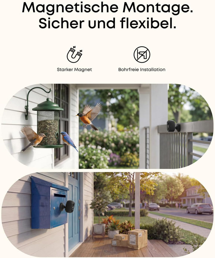 eufy eufyCam C35, Kabellose Überwachungskamera Aussen & Innen, Magnetische Halterung, Farbnachtsicht