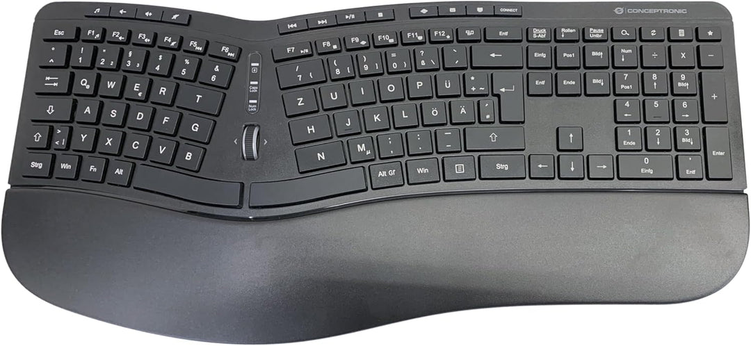 Conceptronic ORAZIO02DE Ergo Kabelloses Set aus ergonomischer Tastatur und vertikaler Maus, deutsche