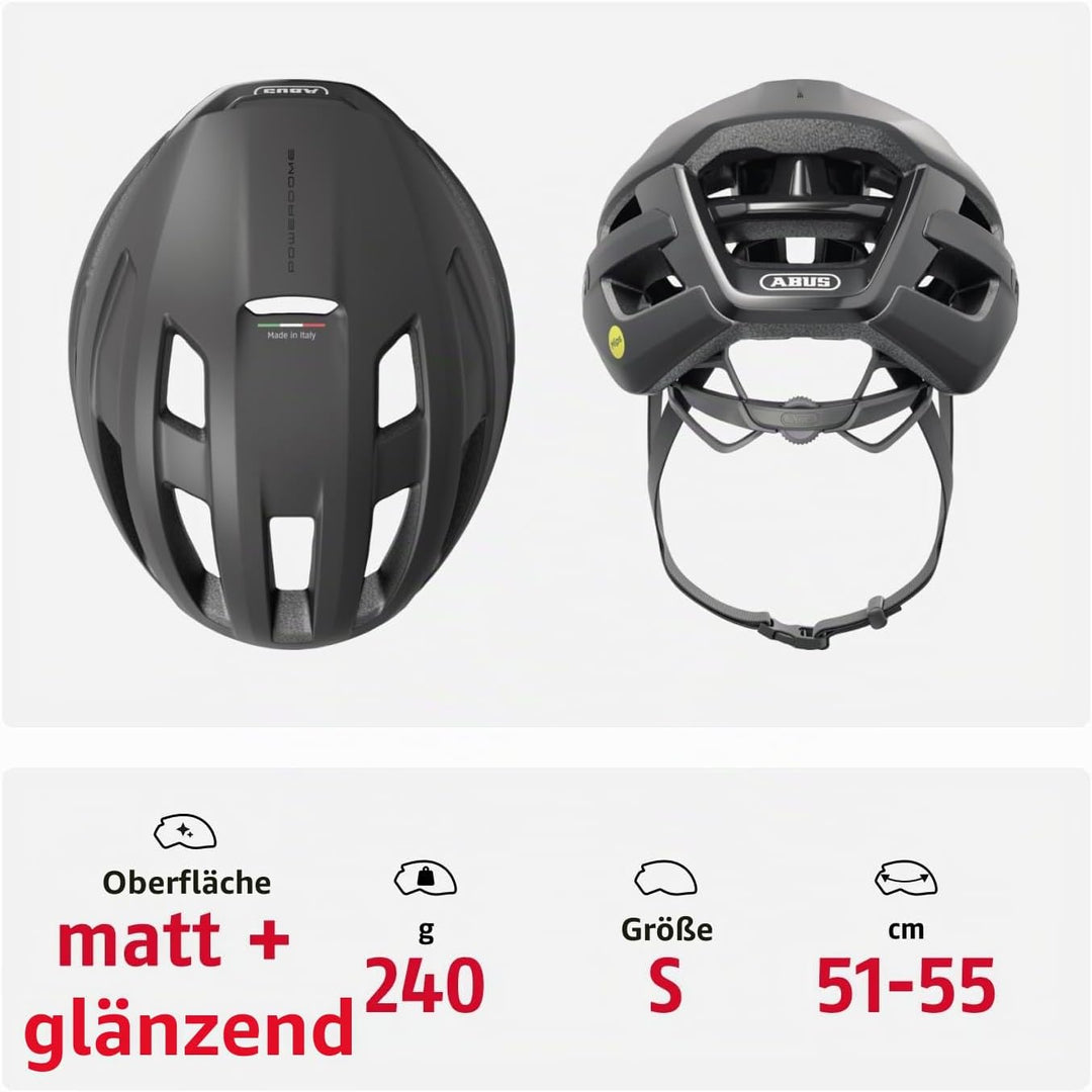 ABUS Rennradhelm PowerDome MIPS - leichter Fahrradhelm mit cleverem Belüftungssystem und Aufprallsch