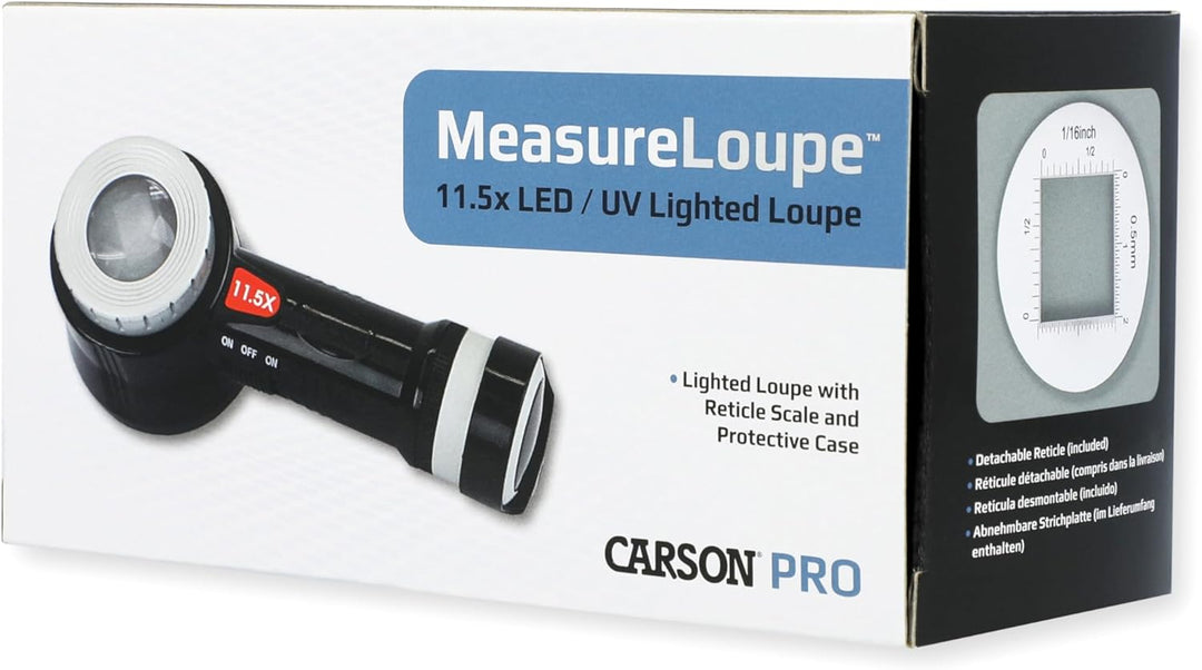 Carson CP-45 MeasureLoupe 11,5x Messlupe mit LED, UV-Licht und Messskala Single, Single