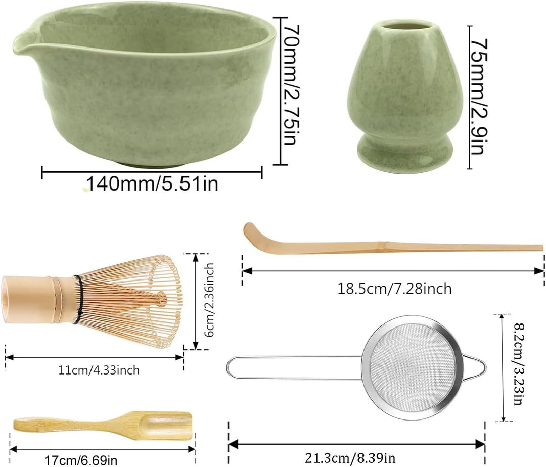 Matcha Tea Set,6 Piece Matcha Besen Set, with Matcha Whisk, Broom,Matcha Schale,Matcha Bowl with Spo