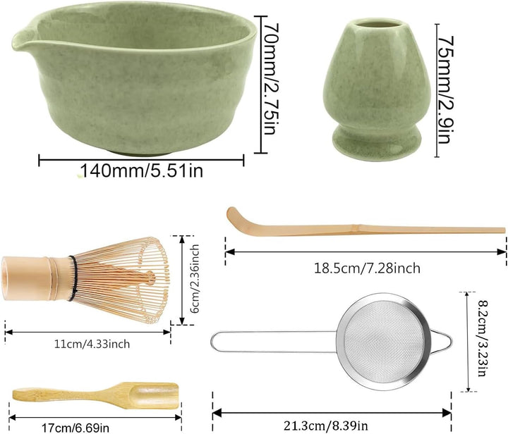 Matcha Tea Set,6 Piece Matcha Besen Set, with Matcha Whisk, Broom,Matcha Schale,Matcha Bowl with Spo