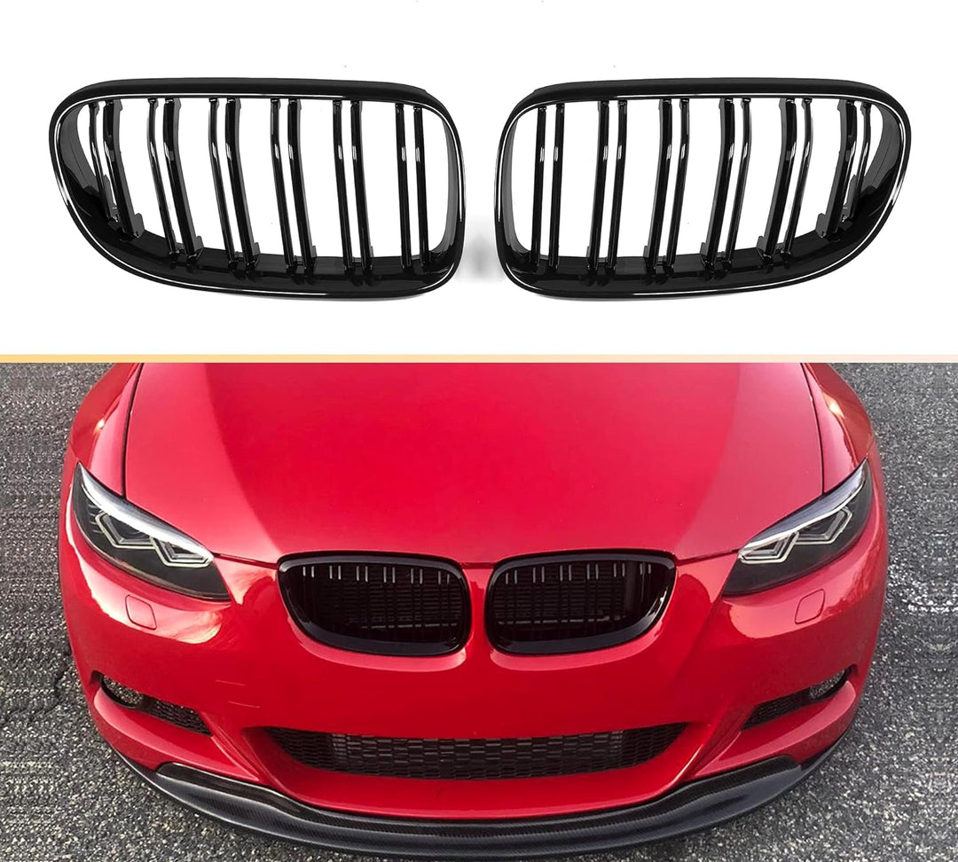 YIUBCZOQI E92 E93 Schwarze Nieren für BMW 3er E92 E93 LCI Coupe Grill Schwarz Doppelsteg Nieren 3er